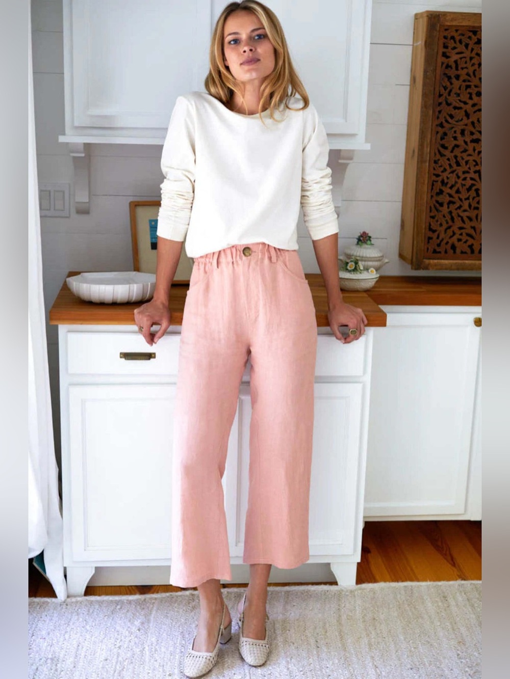 Emerson Fry Johnny Sailor Linen Pant in Modern Vintage Pink, Size XS
